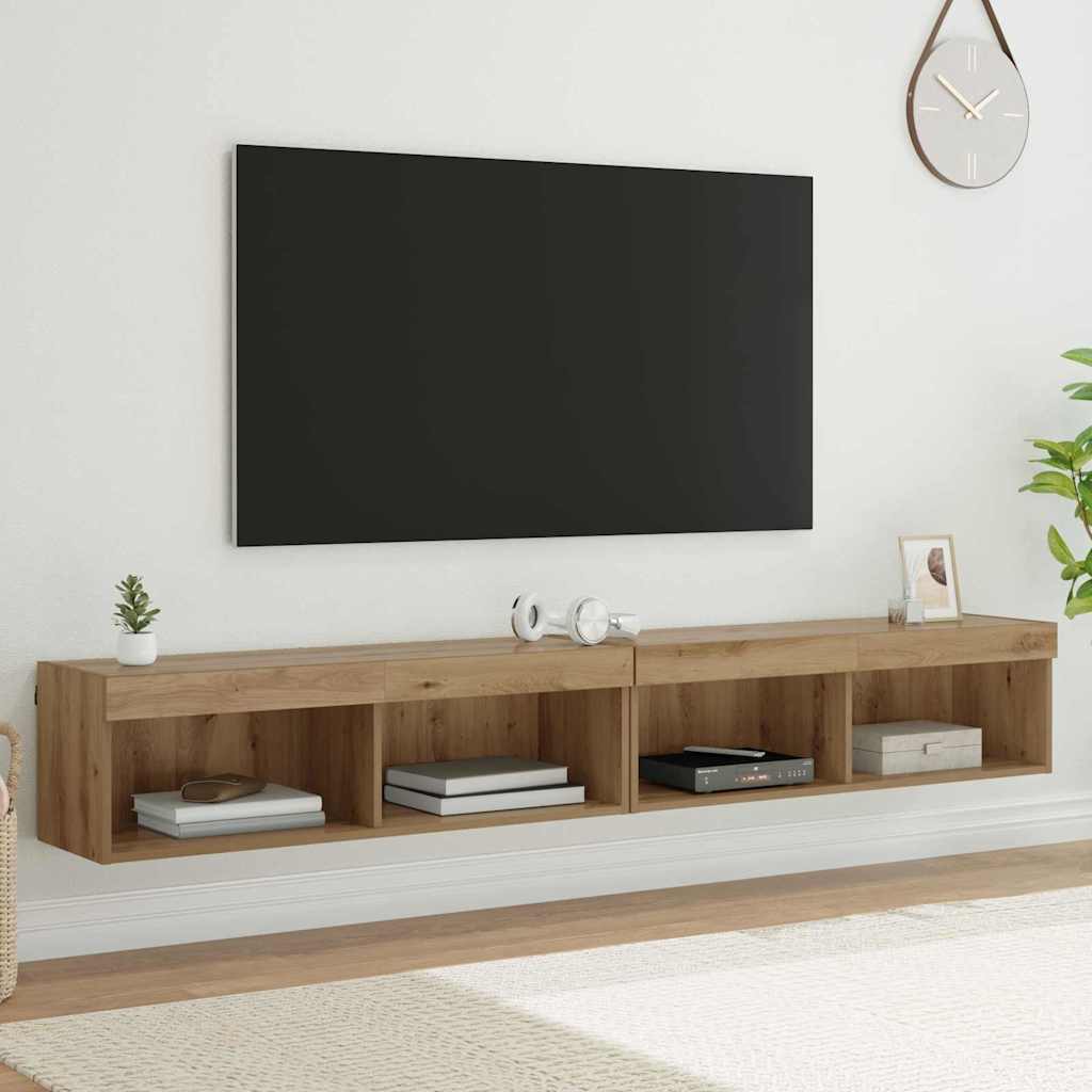 Set TV komoda Zidne 2 pcs Umjetnički hrast 100 x 30 x 30 cm