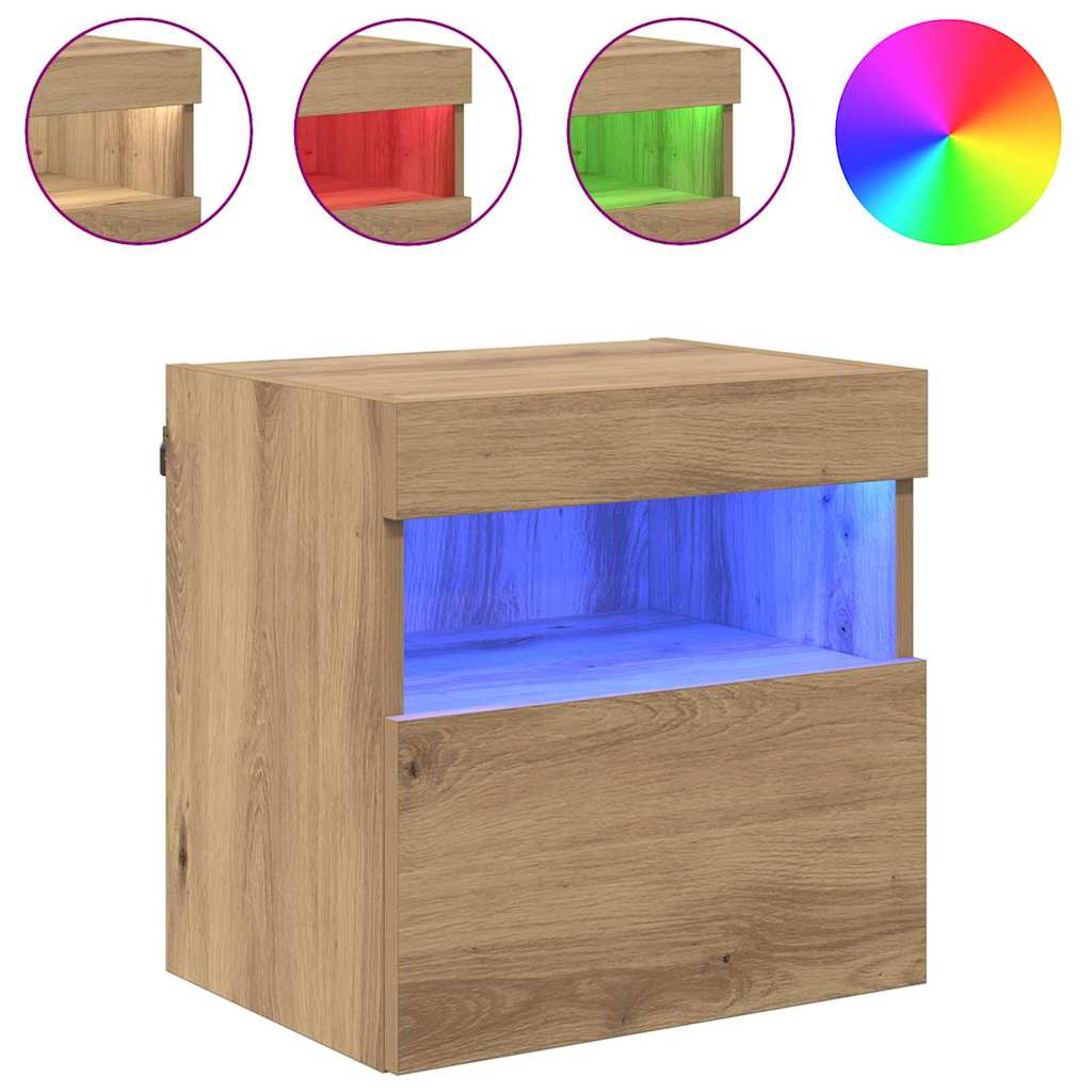 TV zidni ormar s LED svjetlima Umjetnički hrast 40 x 30 x 40 cm