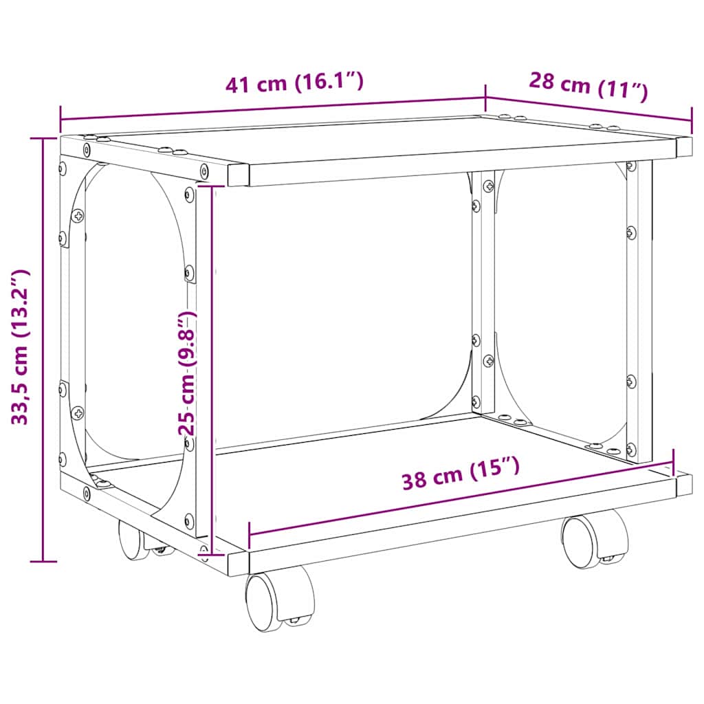 Držač za printer Crni hrast 41 x 28 x 33.5 cm Konstruirano drvo