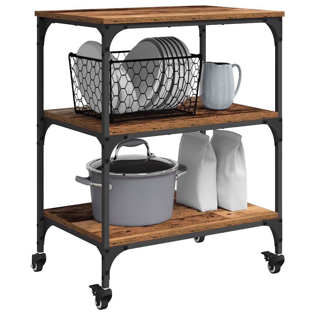 Kuhinjski kolica Staro drvo 60 x 41 x 76 cm Konstruirano drvo