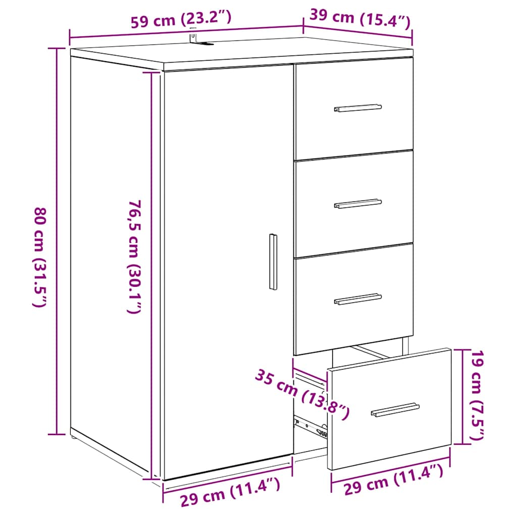 Kreveta Umjetnički hrast 59 x 39 x 80 cm Konstruirano drvo