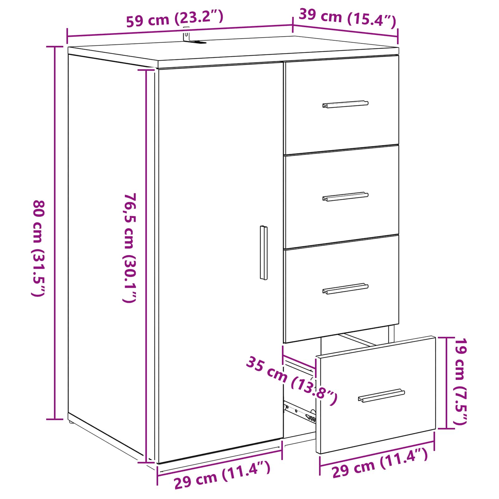 Kreveta s ladicama Crni hrast 59 x 39 x 80 cm Konstruirano drvo