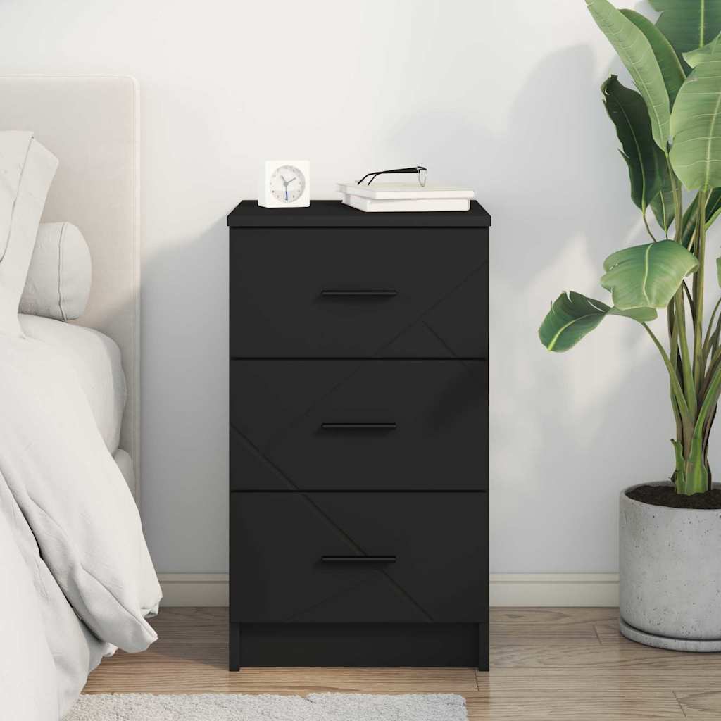 Noćni ormar s ladicama Crna 38 x 38 x 66 cm Konstruirano drvo