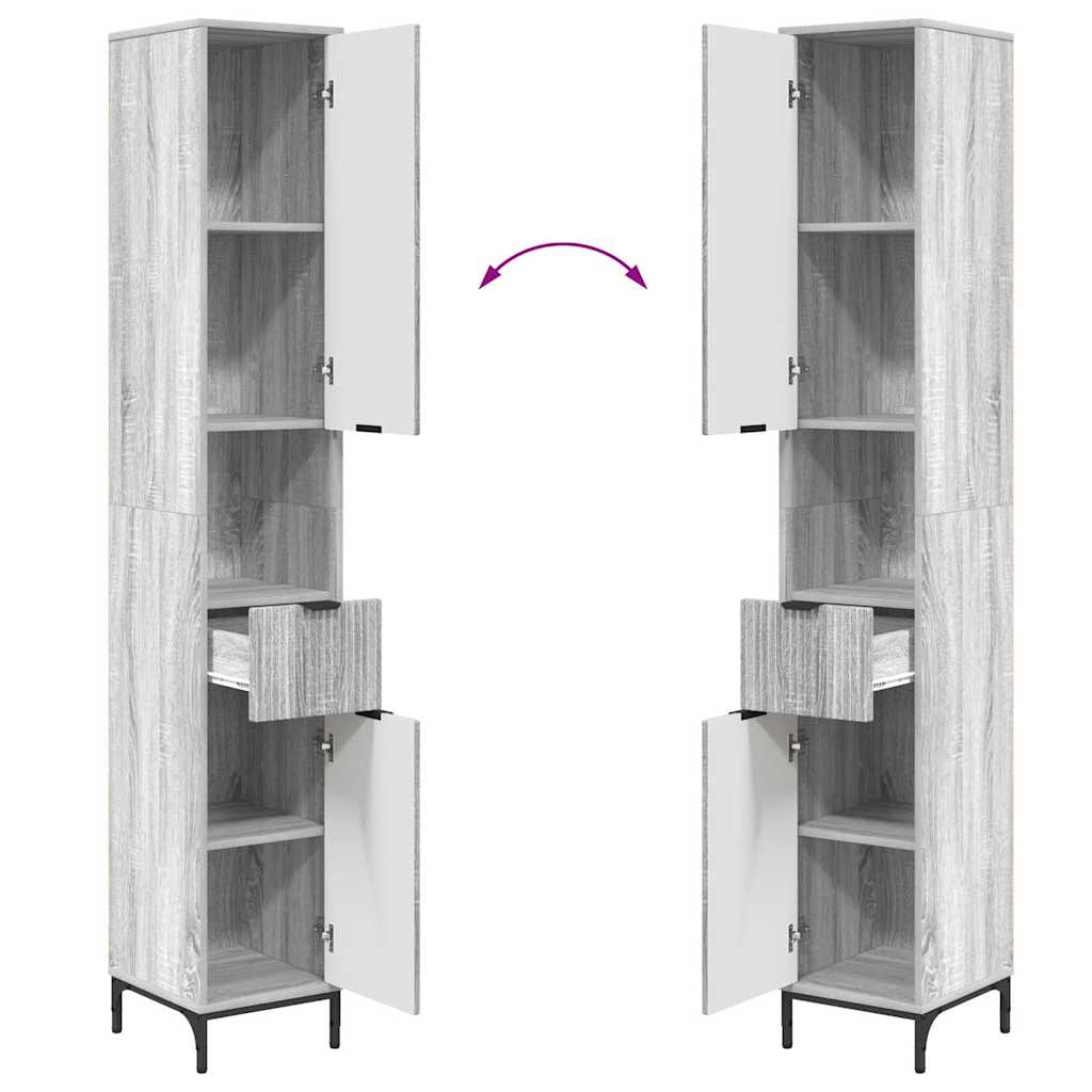 Kupaonski ormar s ladicama Siva Sonoma 31,5 x 33 x 190 cm