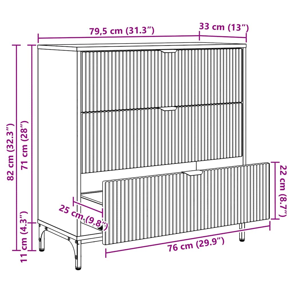 Kreveta Siva Sonoma 79,5 x 33 x 82 cm Konstruirano drvo