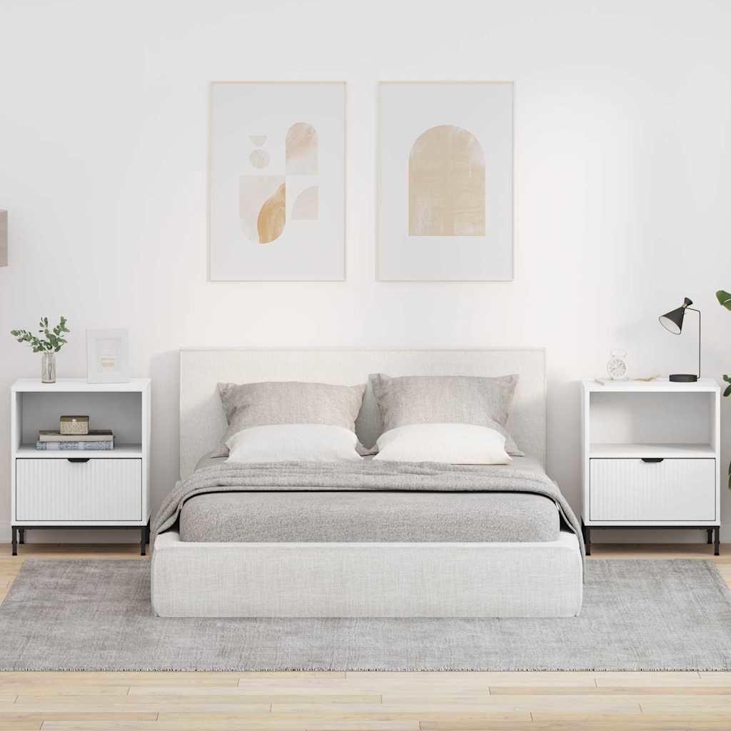 Noćni ormar 2 pcs Bijelo 49 x 36 x 61 cm Konstruirano drvo