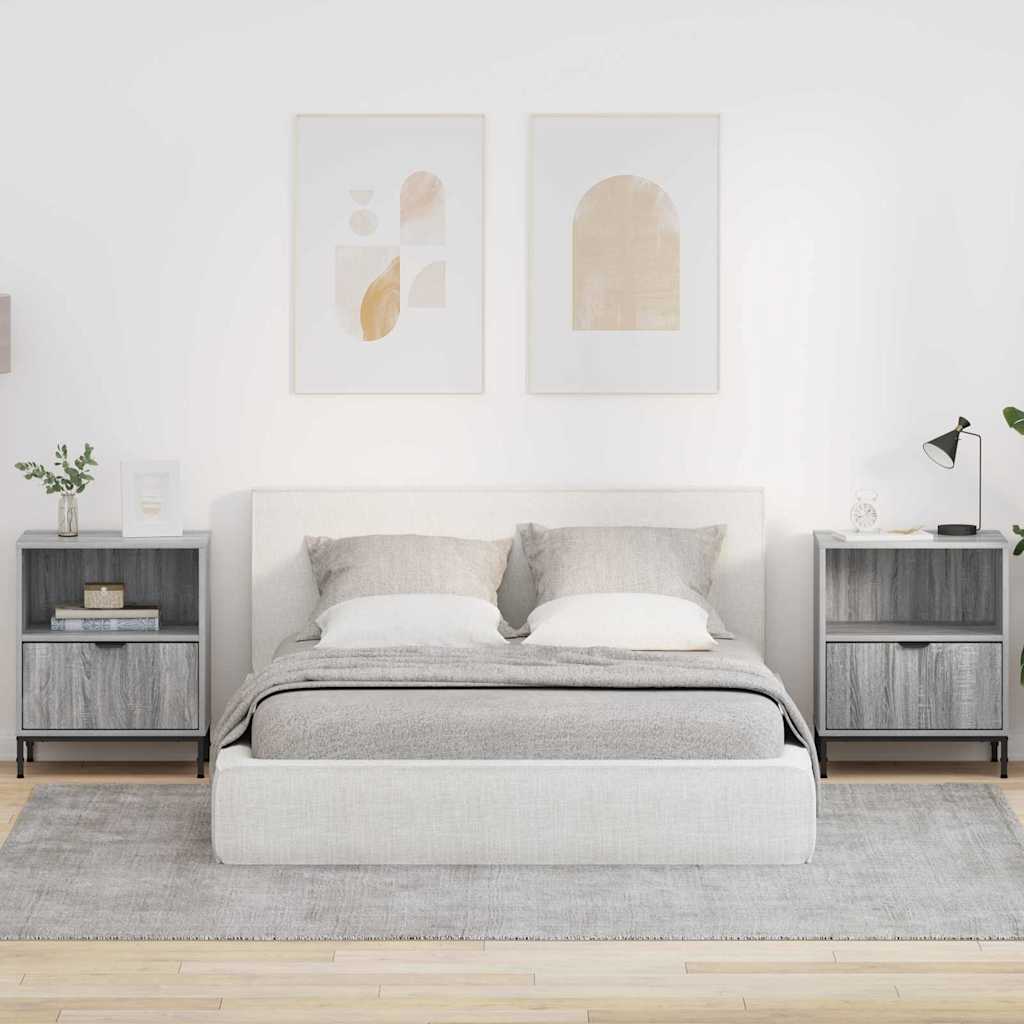Noćni ormar s ladicama 2 pcs Sivi hrast sonoma 49 x 36 x 61 cm