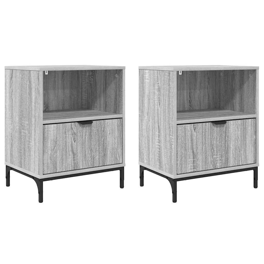 Noćni ormar s ladicama 2 pcs Sivi hrast sonoma 49 x 36 x 61 cm