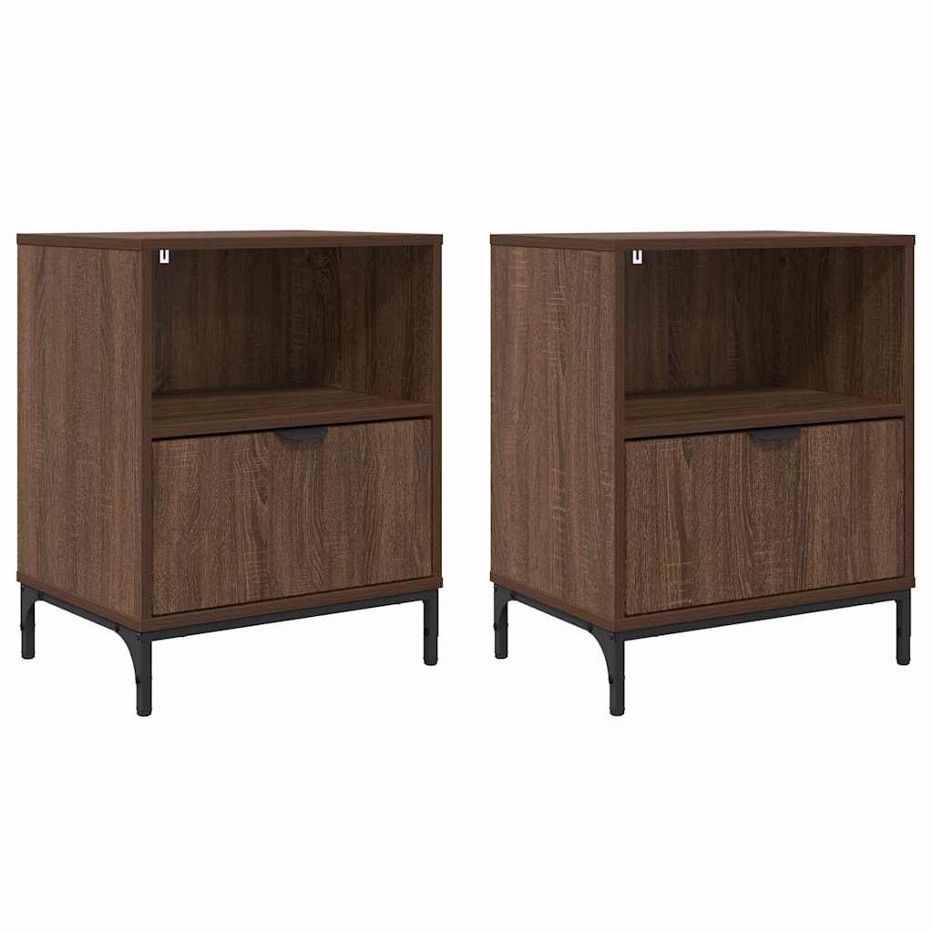 Noćni ormar 2 pcs Smeđi hrast 49 x 36 x 61 cm Konstruirano drvo