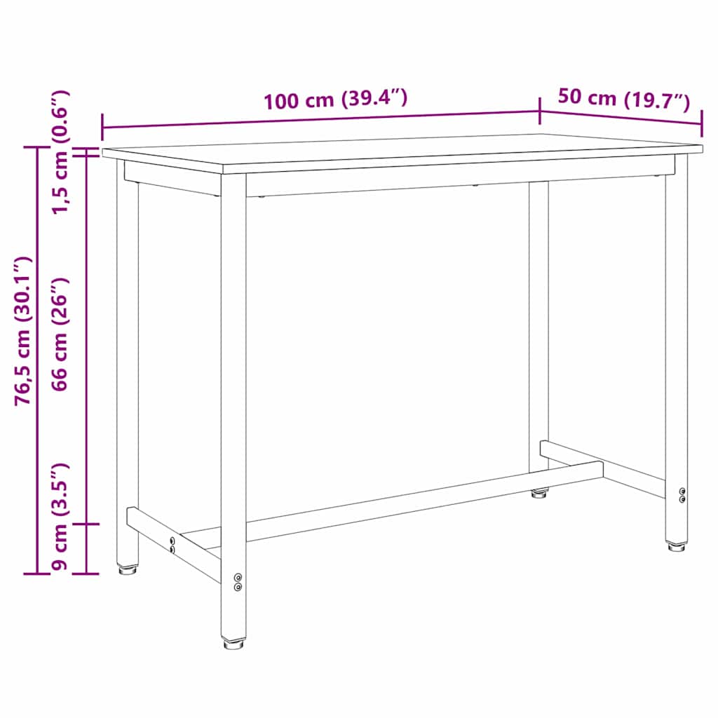 stol Dimljeni hrast 100 x 50 x 76,5 cm Inženjerska drva i čelik