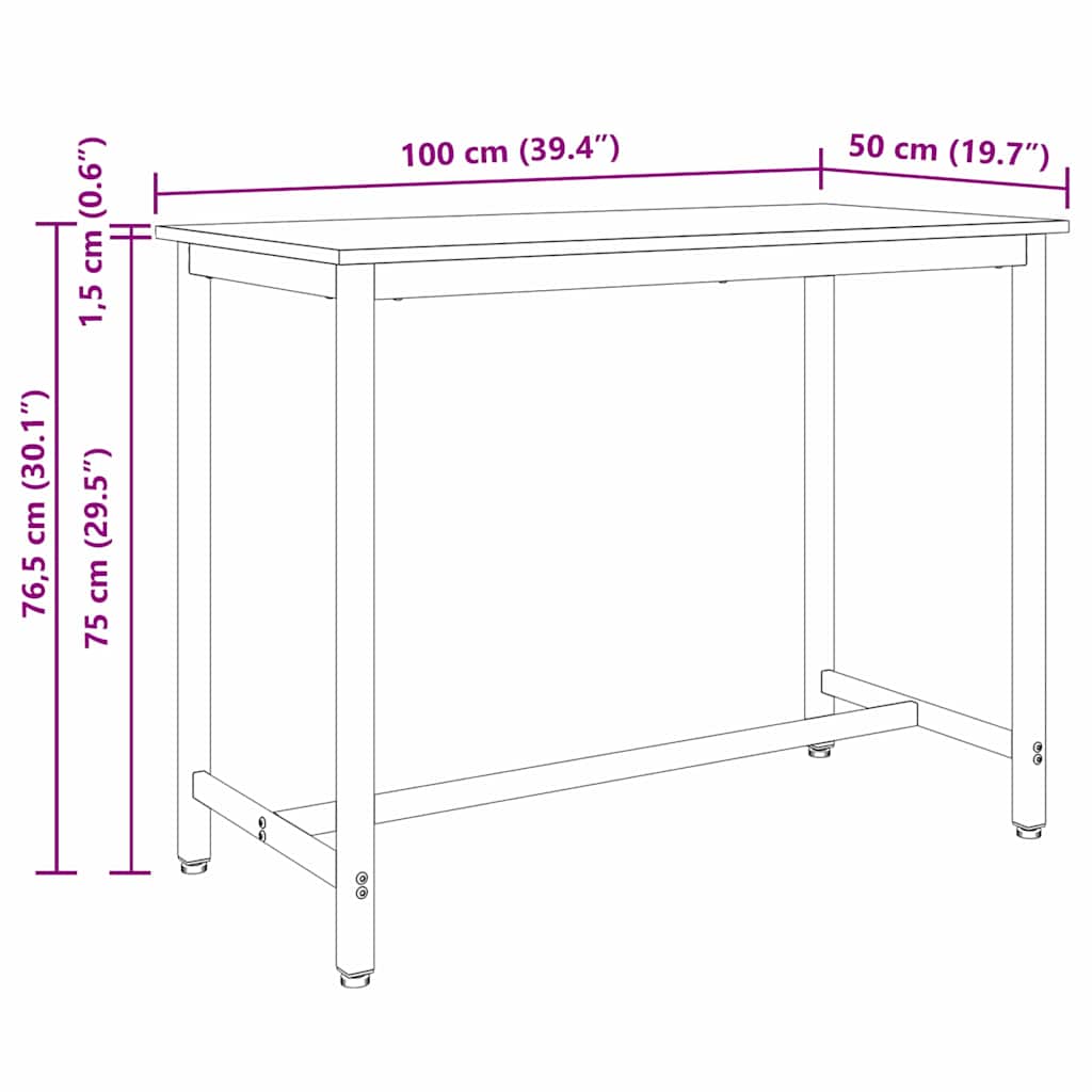 stol Sonoma hrast 100 x 50 x 76,5 cm Inženjerska drva i čelik