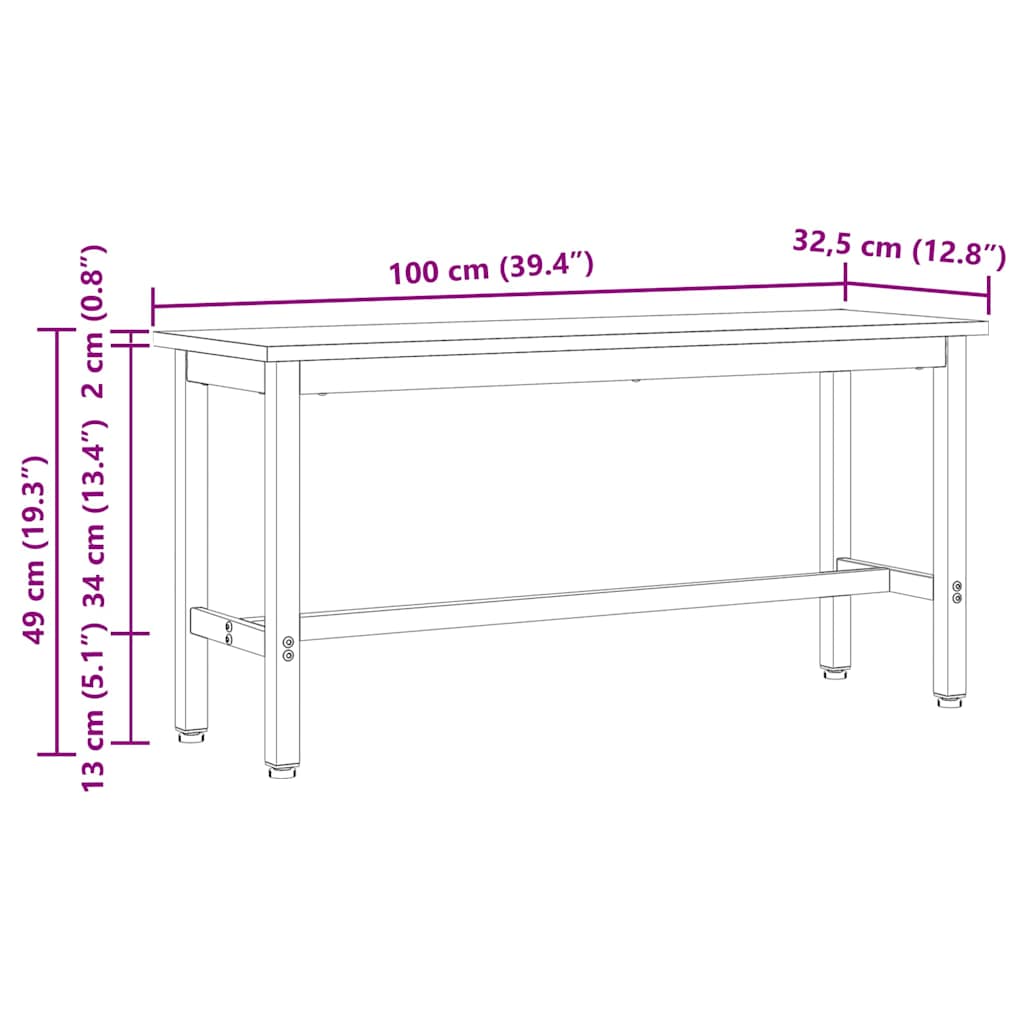Klupa za blagovanje Prirodna 100 x 32,5 x 49 cm