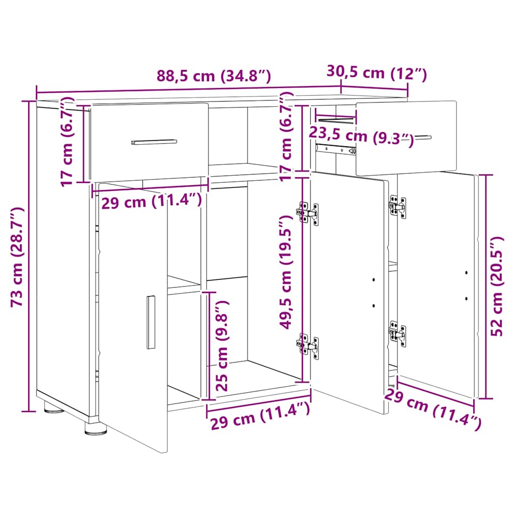 Drveni ormar Crna 88,5 x 30,5 x 73 cm Konstruirano drvo