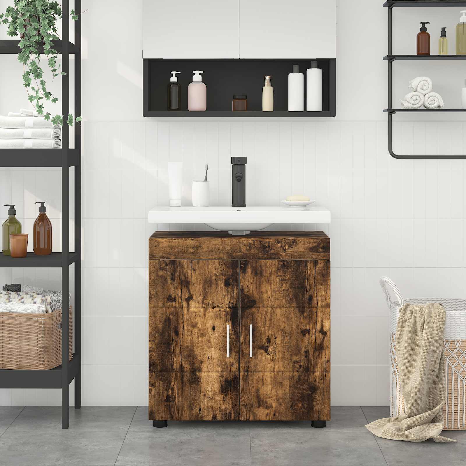 Set ormarića za kupaonicu TULUM Dimljeni hrast 60 x 34 x 63 cm