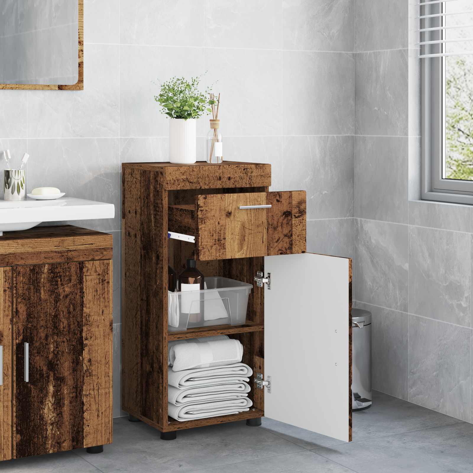 Set ormarića za kupaonicu TULUM Staro drvo 37 x 31,5 x 82 cm