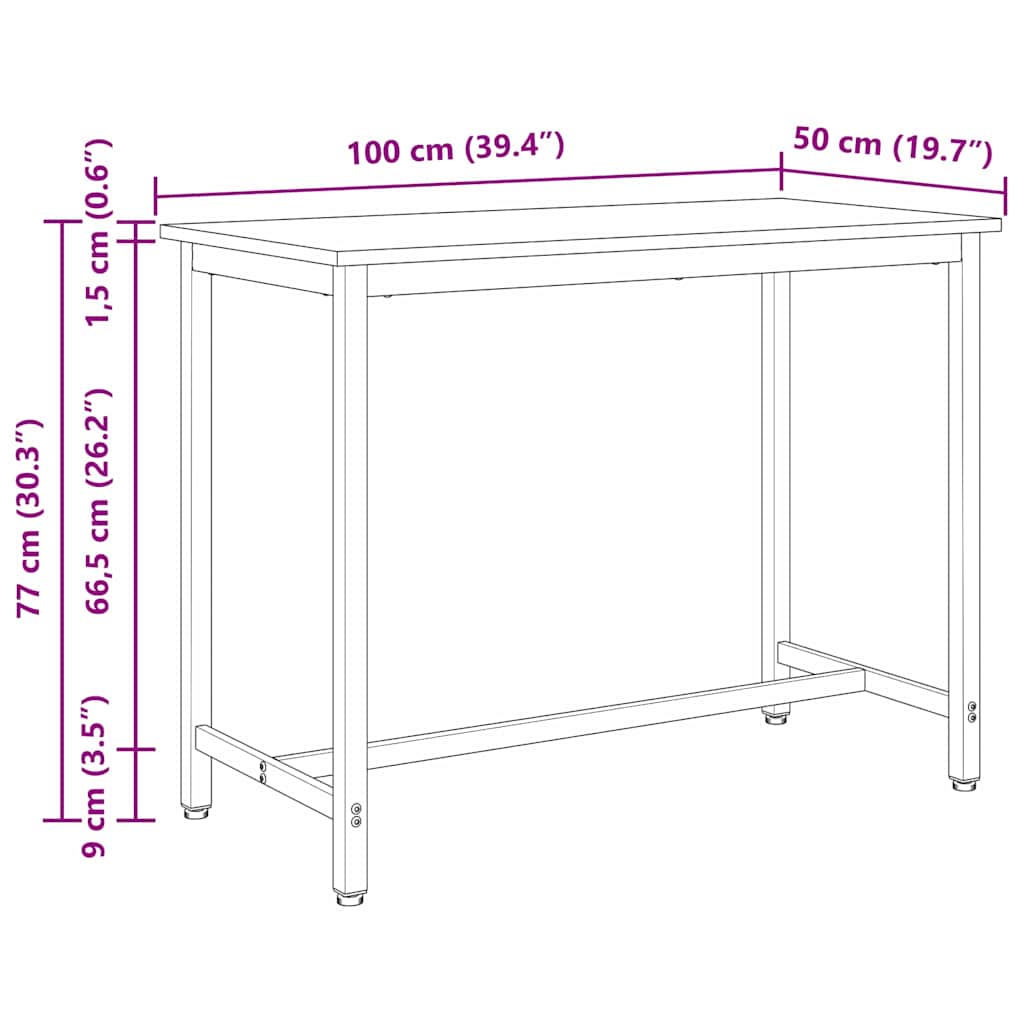stol Prirodna 100 x 50 x 77 cm Inženjerska drva i čelik