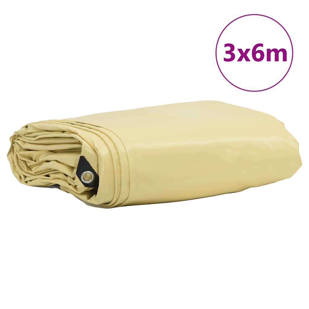 Cerada 650g / m² Bež 3 x 6 m Platno s PVC premazom