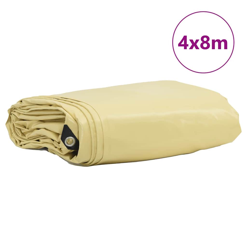 Cerada 650g / m² Bež 4 x 8 m Platno s PVC premazom
