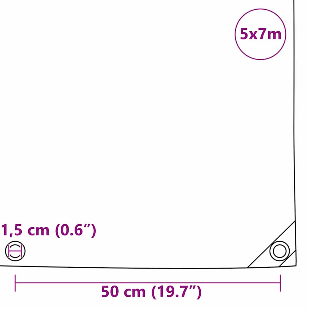 Cerada 650g / m² Maslinasto zelena 5 x 7 m Platno s PVC premazom