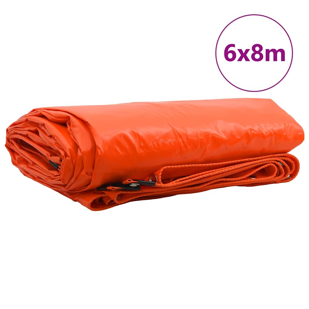 Cerada 650g / m² Narančasta 6 x 8 m Platno s PVC premazom