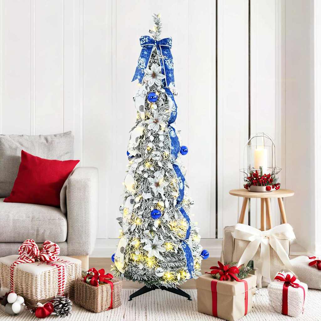Umjetno božićno drvce s 100 LED svjetlima Bijelo 150 cm PVC