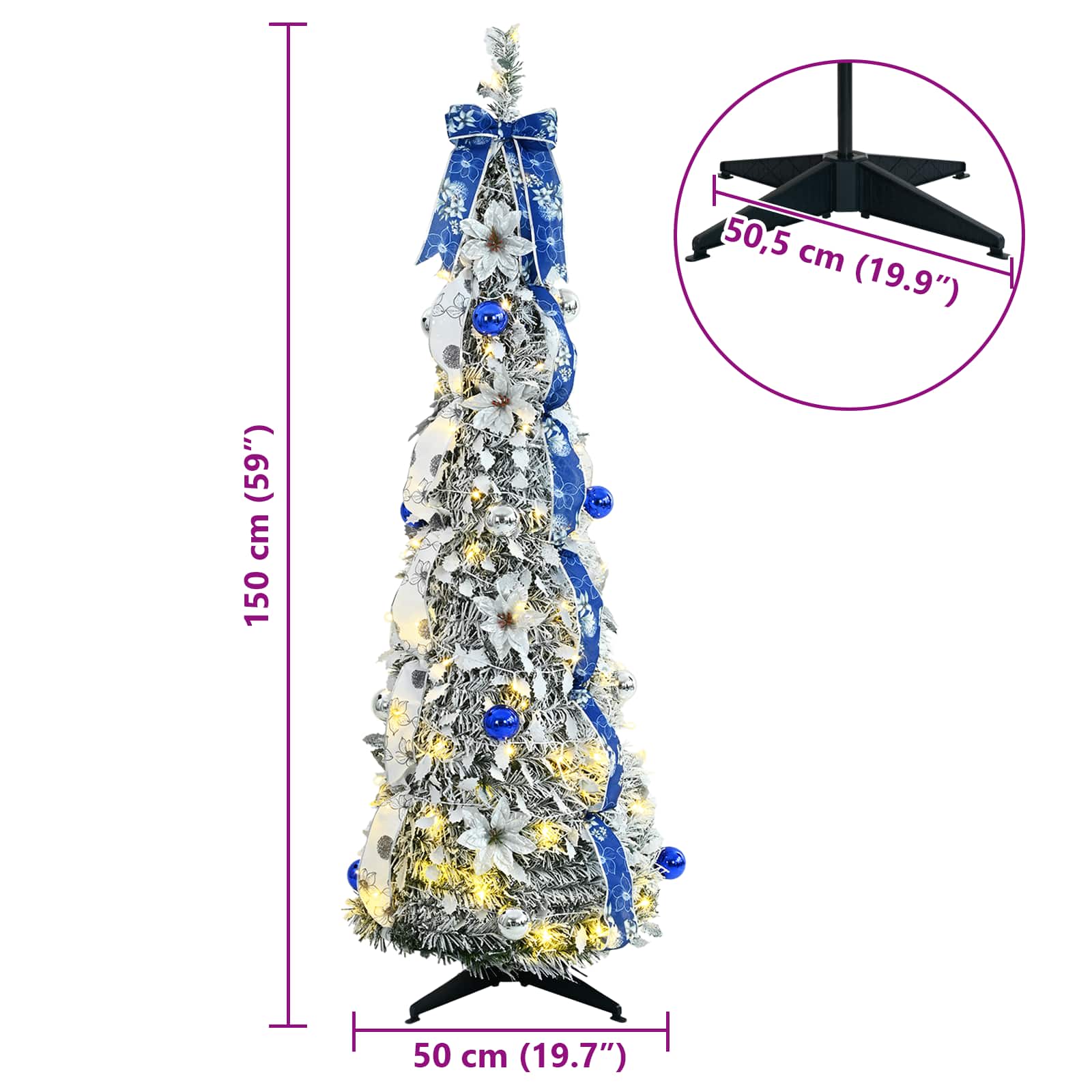Umjetno božićno drvce s 100 LED svjetlima Bijelo 150 cm PVC