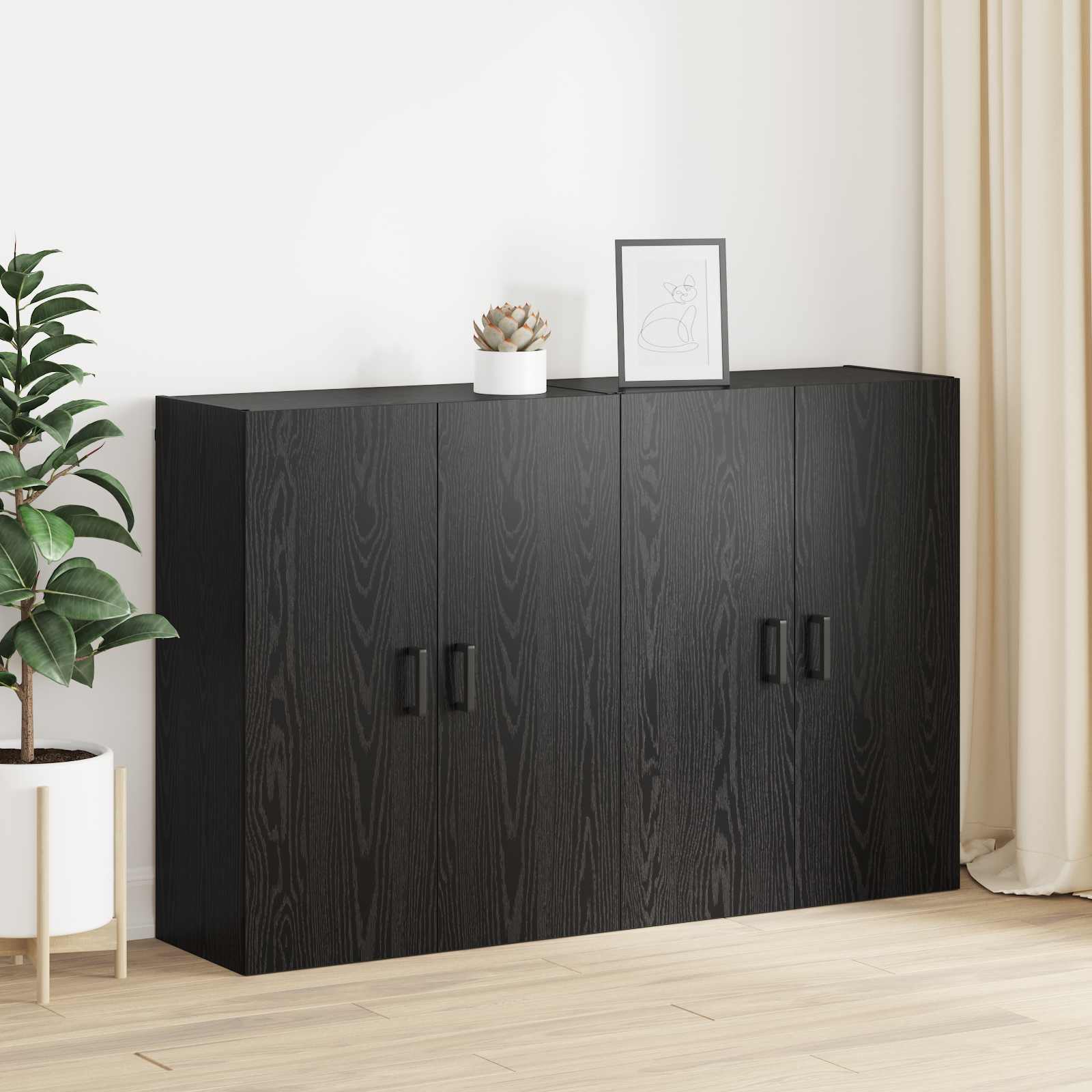 Ormar za montažu na zid 2 pcs Crni hrast 69,5 x 34 x 90 cm