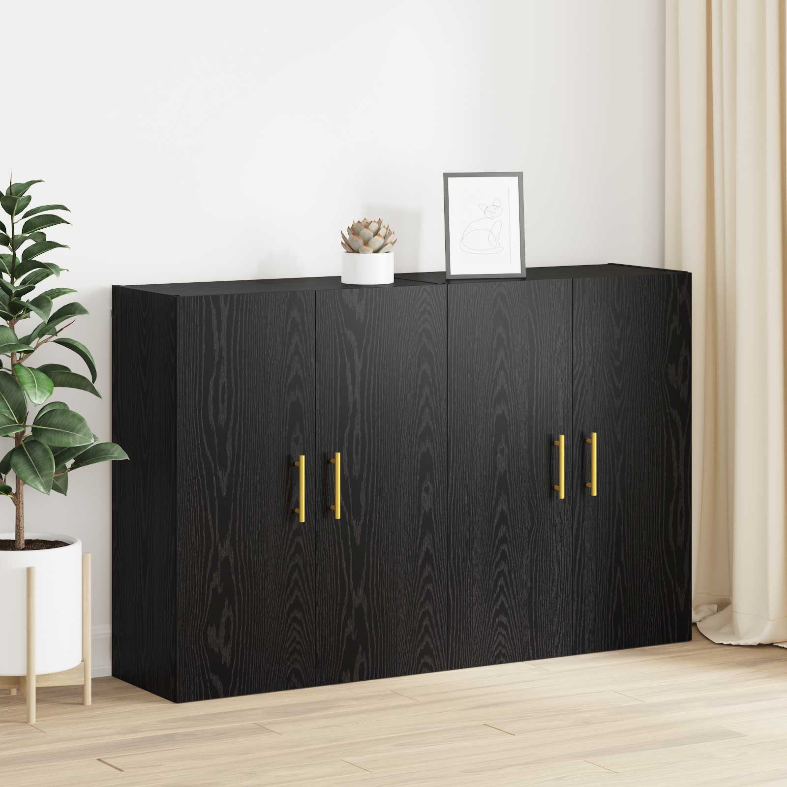 Ormar za montažu na zid 2 pcs Crni hrast 69,5 x 34 x 90 cm