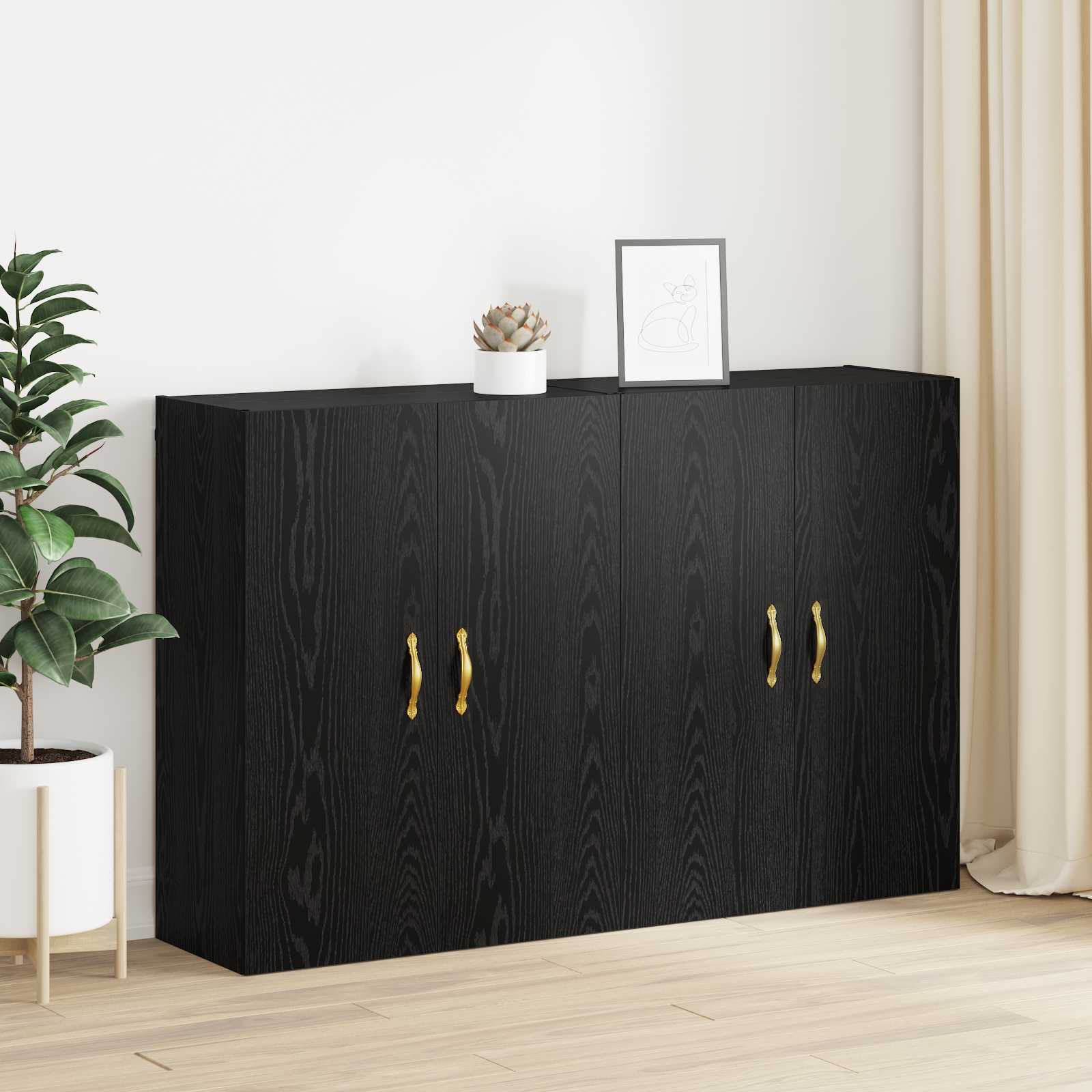 Ormar za montažu na zid 2 pcs Crni hrast 69,5 x 34 x 90 cm