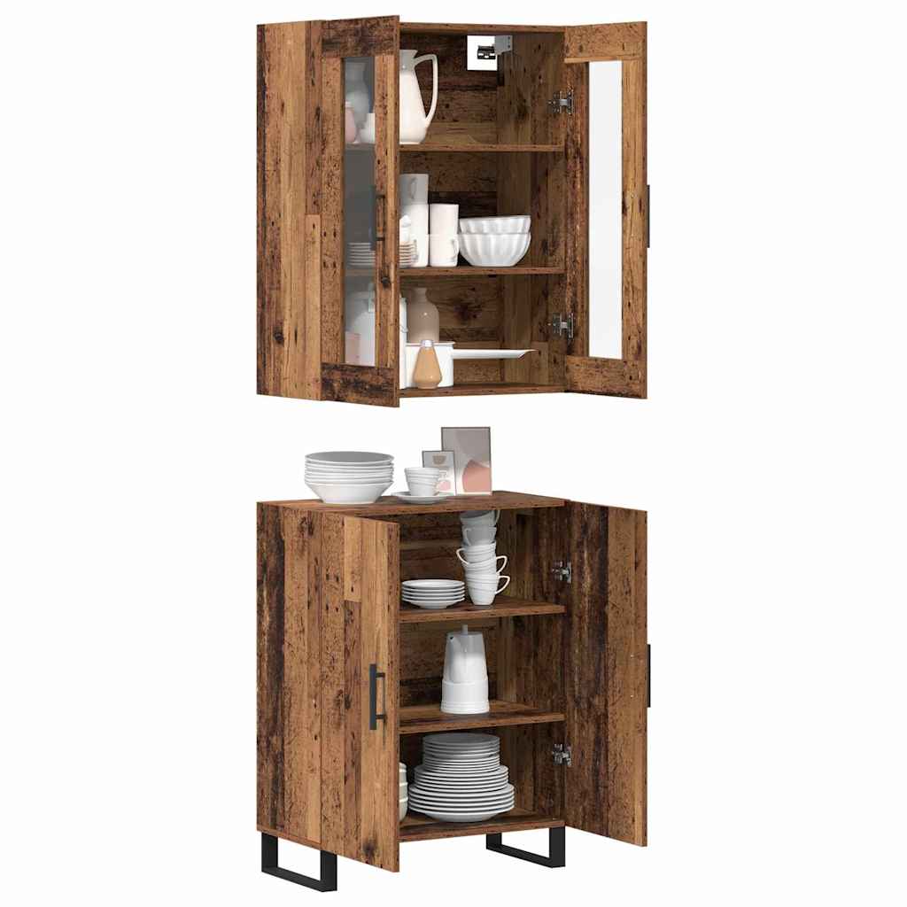 Highboard 2 pcs Staro drvo Konstruirano drvo