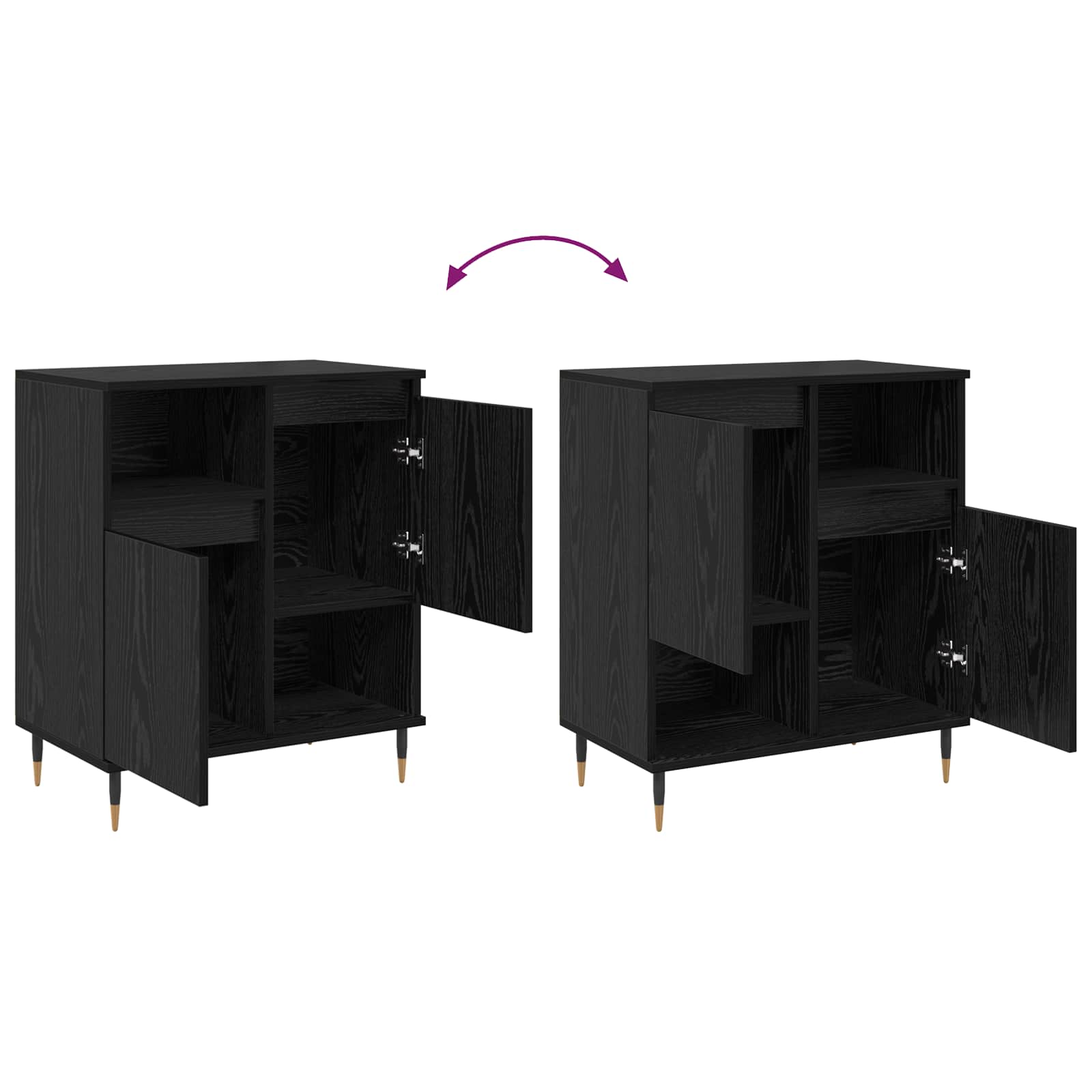 Komode 3 pcs Crni hrast
