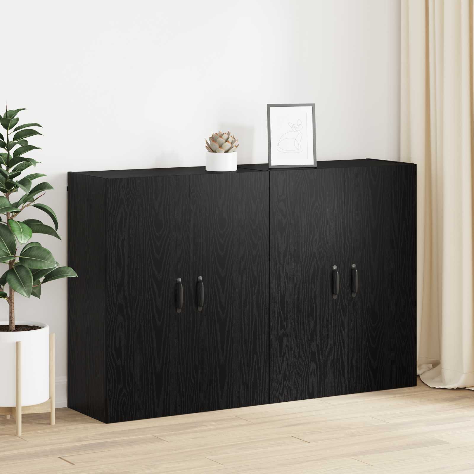 Ormar za montažu na zid 2 pcs Crni hrast 69,5 x 34 x 90 cm