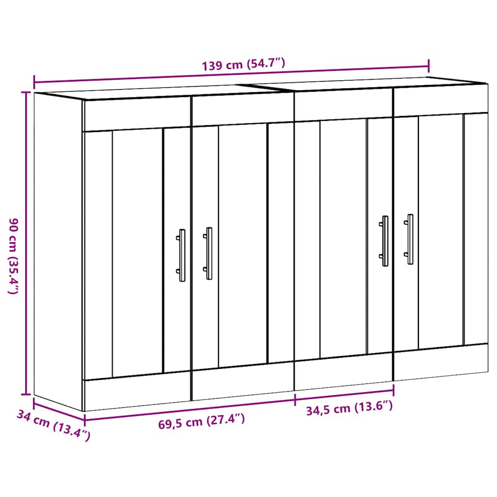 Ormarčići montirani na zid 2 pcs Staro drvo 69,5 x 34 x 90 cm