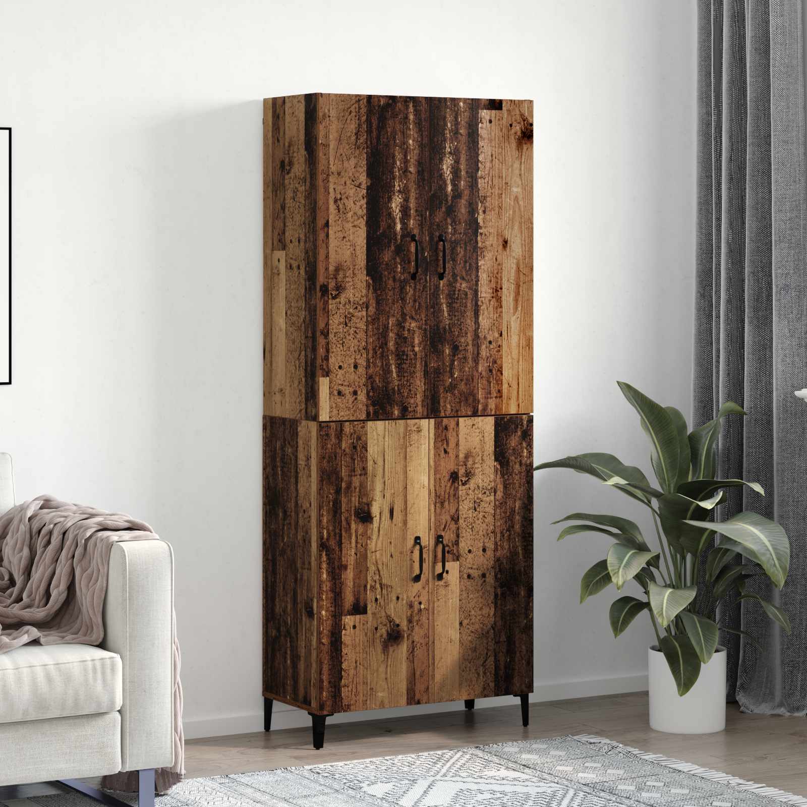 Highboard 2 pcs Staro drvo Konstruirano drvo