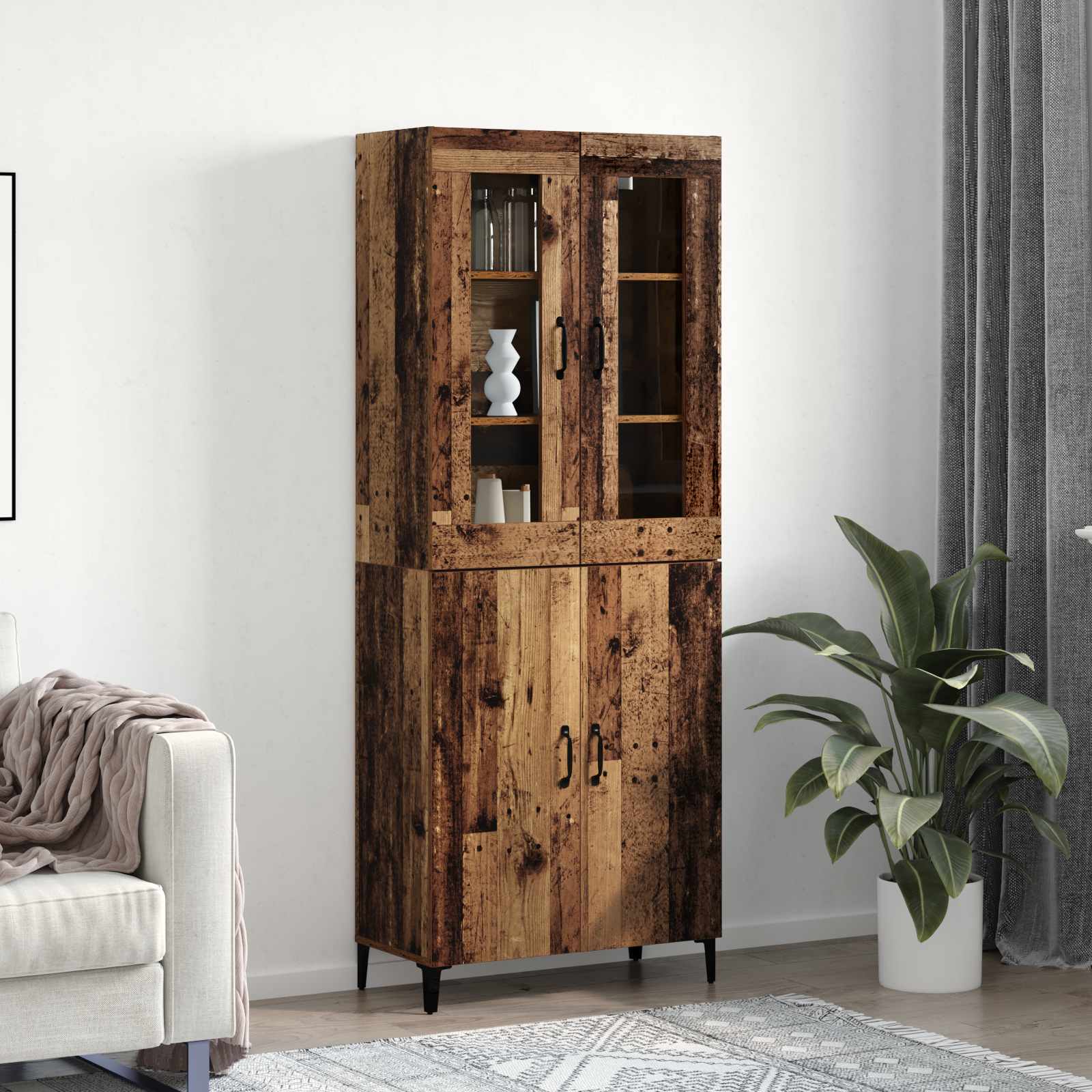 Highboard 2 pcs Staro drvo Konstruirano drvo