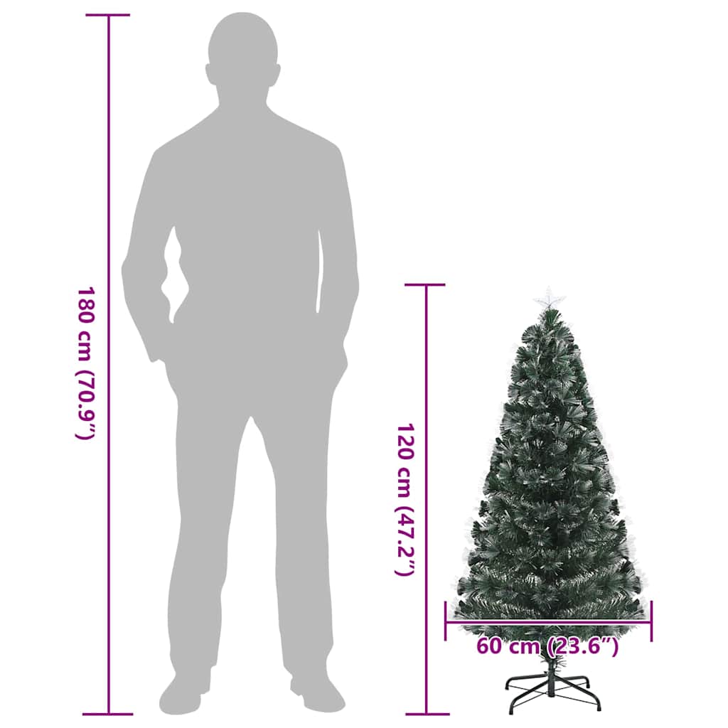 Umjetno božićno drvce s 120 LED svjetlima Zelena 120 cm PVC