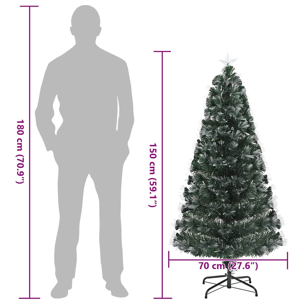 Umjetno božićno drvce s 160 LED svjetlima Zelena 150 cm PVC
