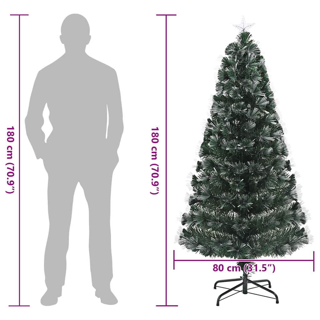 Umjetno božićno drvce s 210 LED svjetlima Zelena 180 cm PVC
