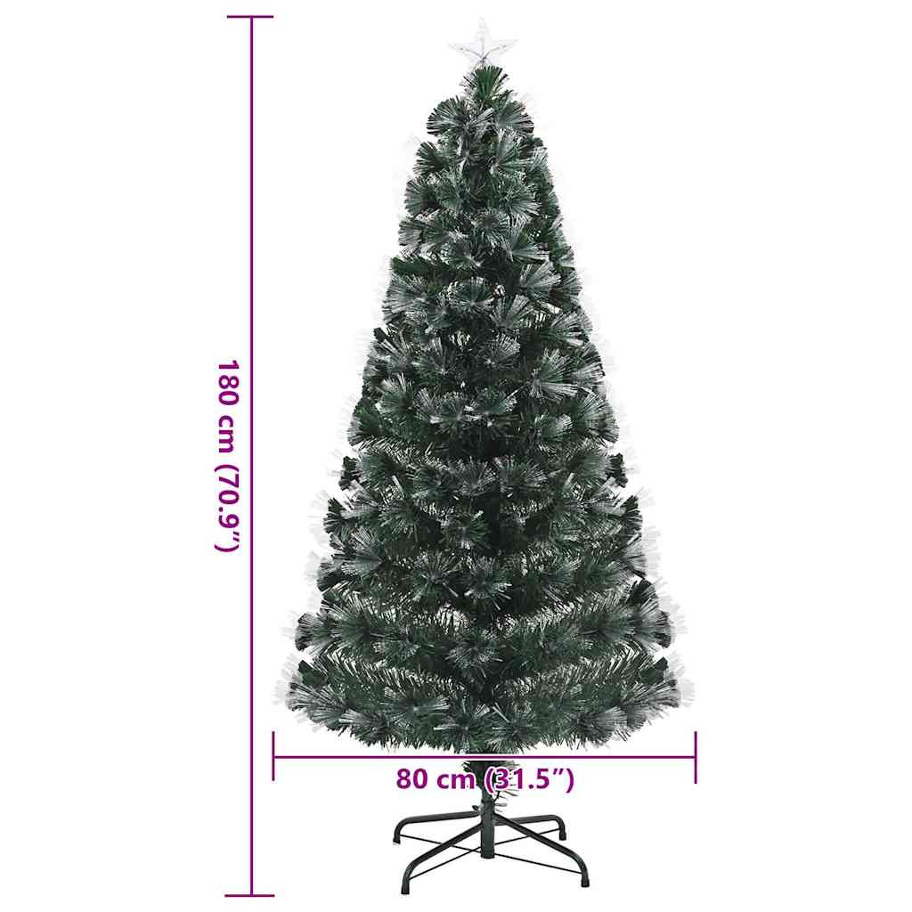 Umjetno božićno drvce s 210 LED svjetlima Zelena 180 cm PVC