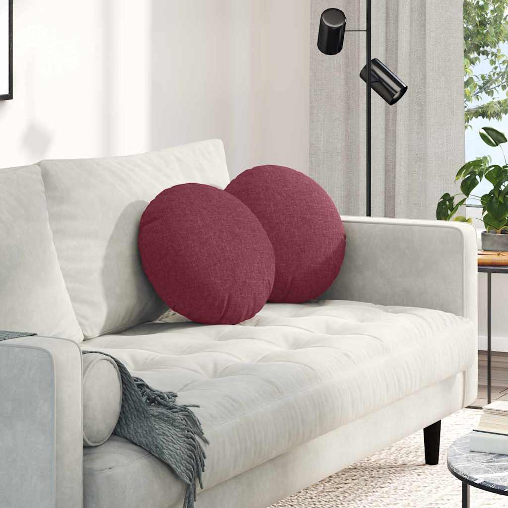 Jastučići za sjedenje 2 pcs Vinska crvena Ø40 x 13 cm tkanina