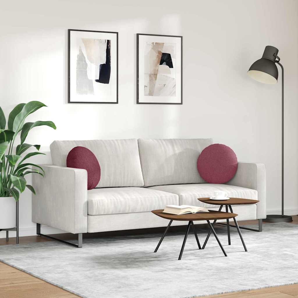Jastučići za sjedenje 2 pcs Vinska crvena Ø40 x 13 cm tkanina