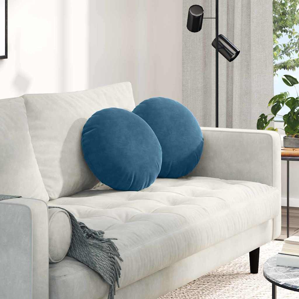 Jastučići za sjedenje 2 pcs Plava Ø 40 x 13 cm Baršun
