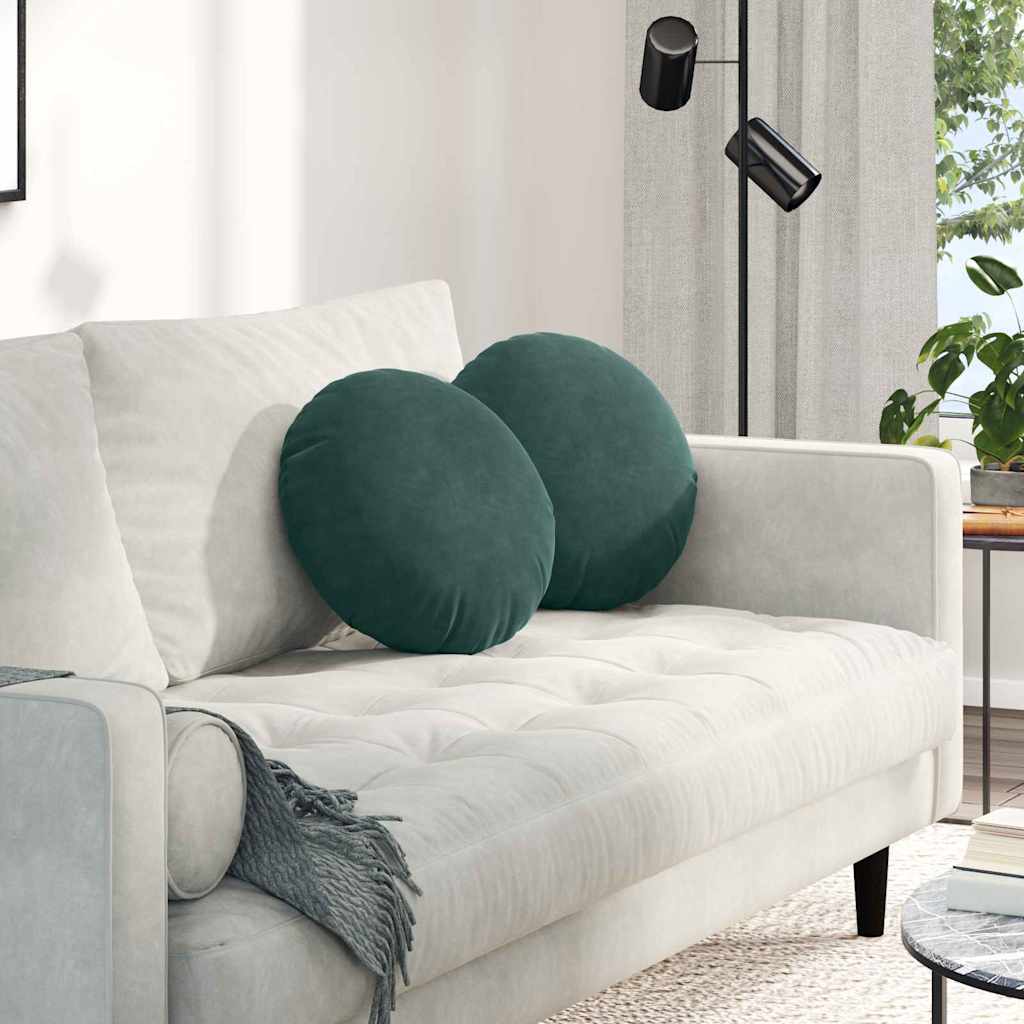Jastučići za sjedenje 2 pcs Tamnozelena Ø 40 x 13 cm Baršun