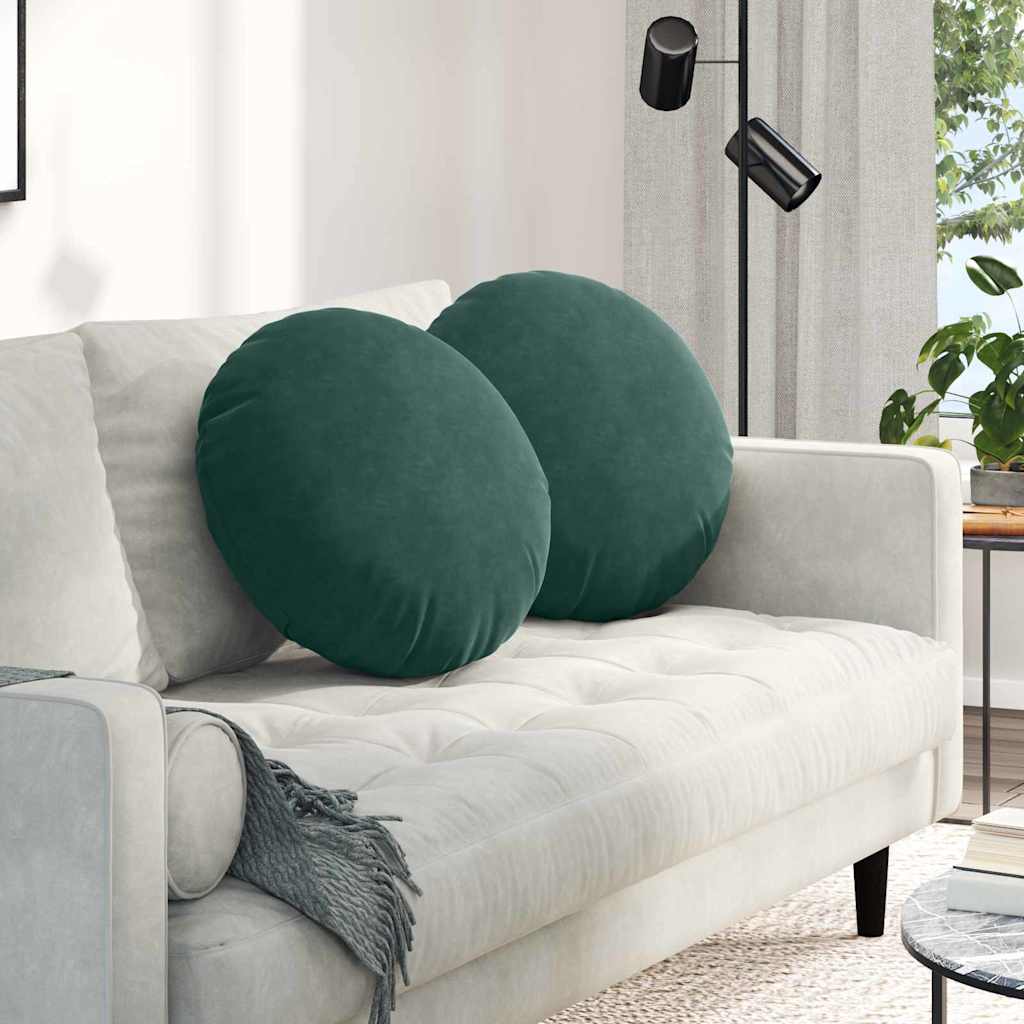 Jastučići za sjedenje 2 pcs Tamnozelena Ø50 x 19 cm Baršun