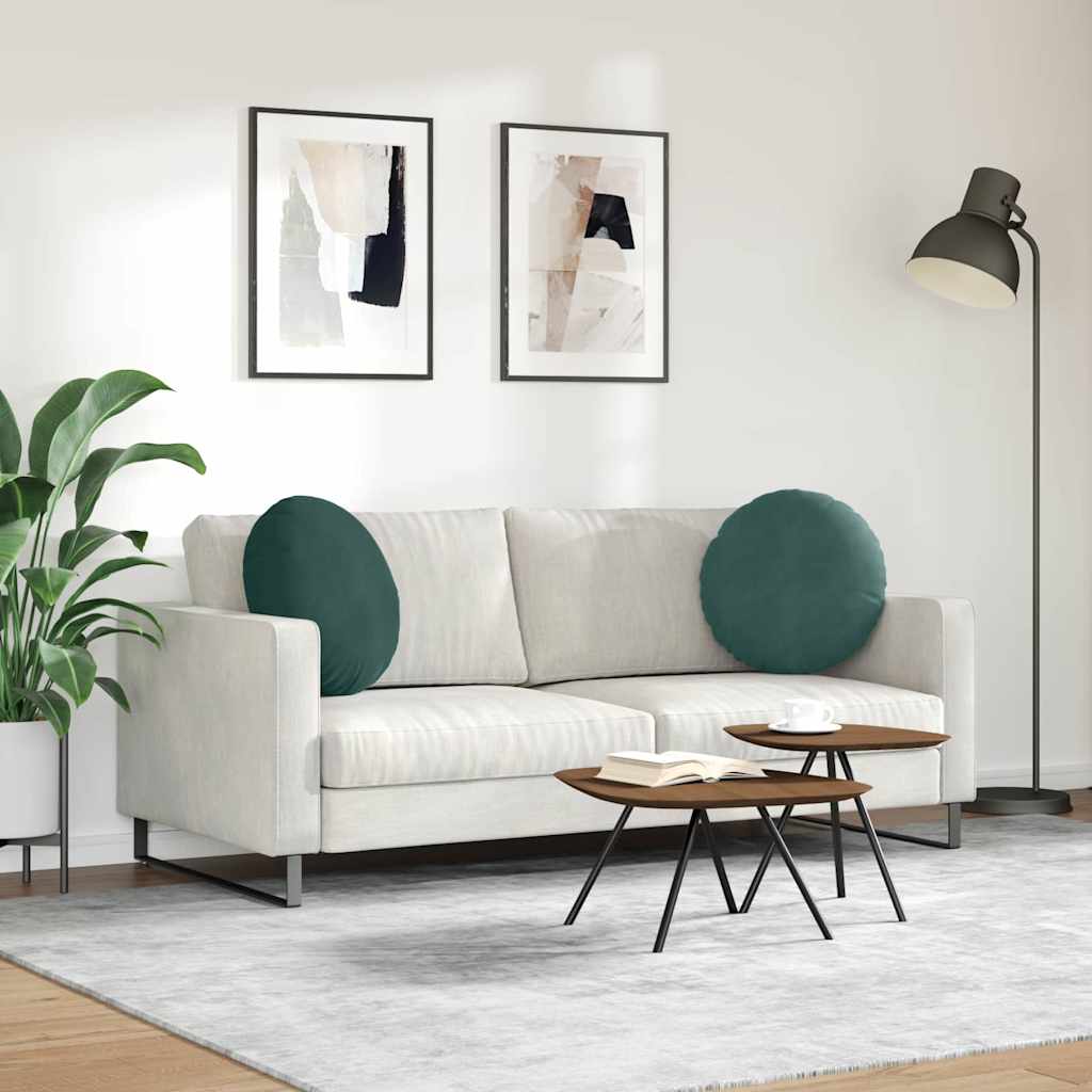 Jastučići za sjedenje 2 pcs Tamnozelena Ø50 x 19 cm Baršun