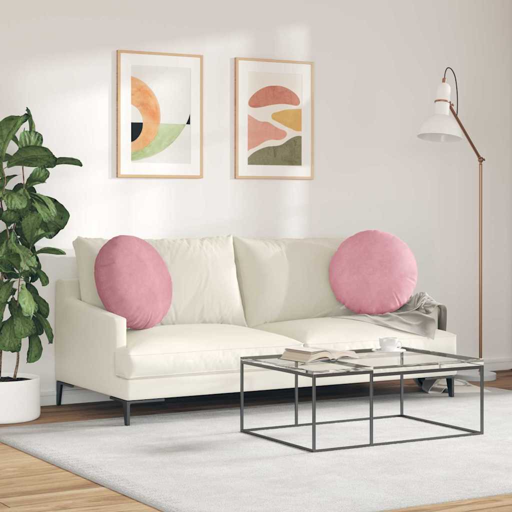 Jastučići za sjedenje 2 pcs Ružičasta Ø50 x 19 cm Baršun