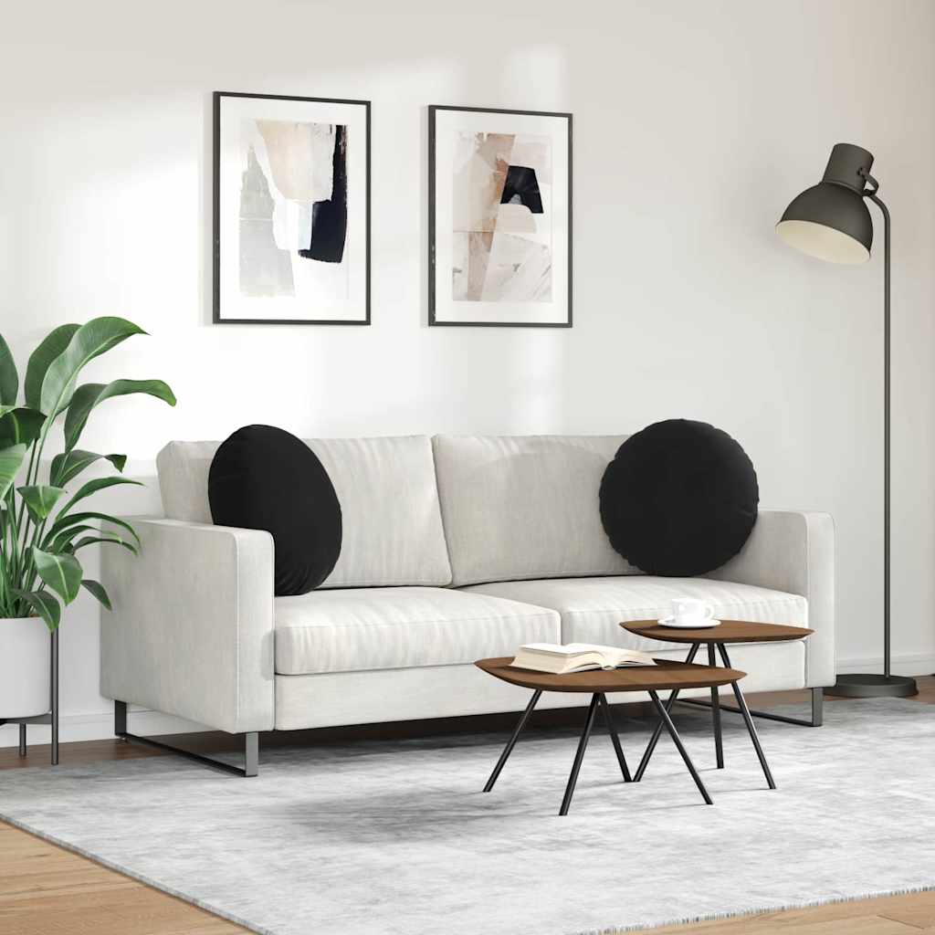 Jastučići za sjedenje 2 pcs Crna Ø50 x 19 cm Baršun