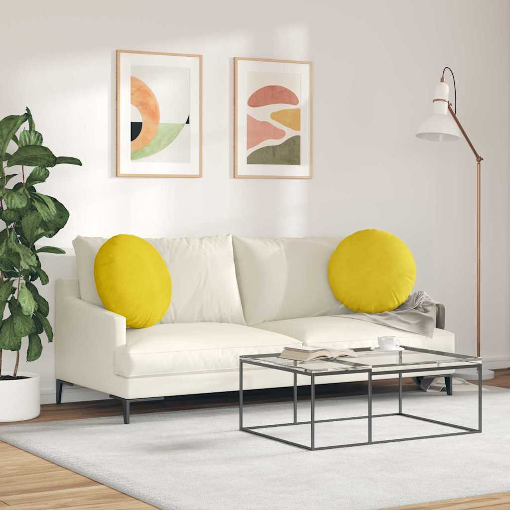 Jastučići za sjedenje 2 pcs Žuta Ø50 x 19 cm Baršun
