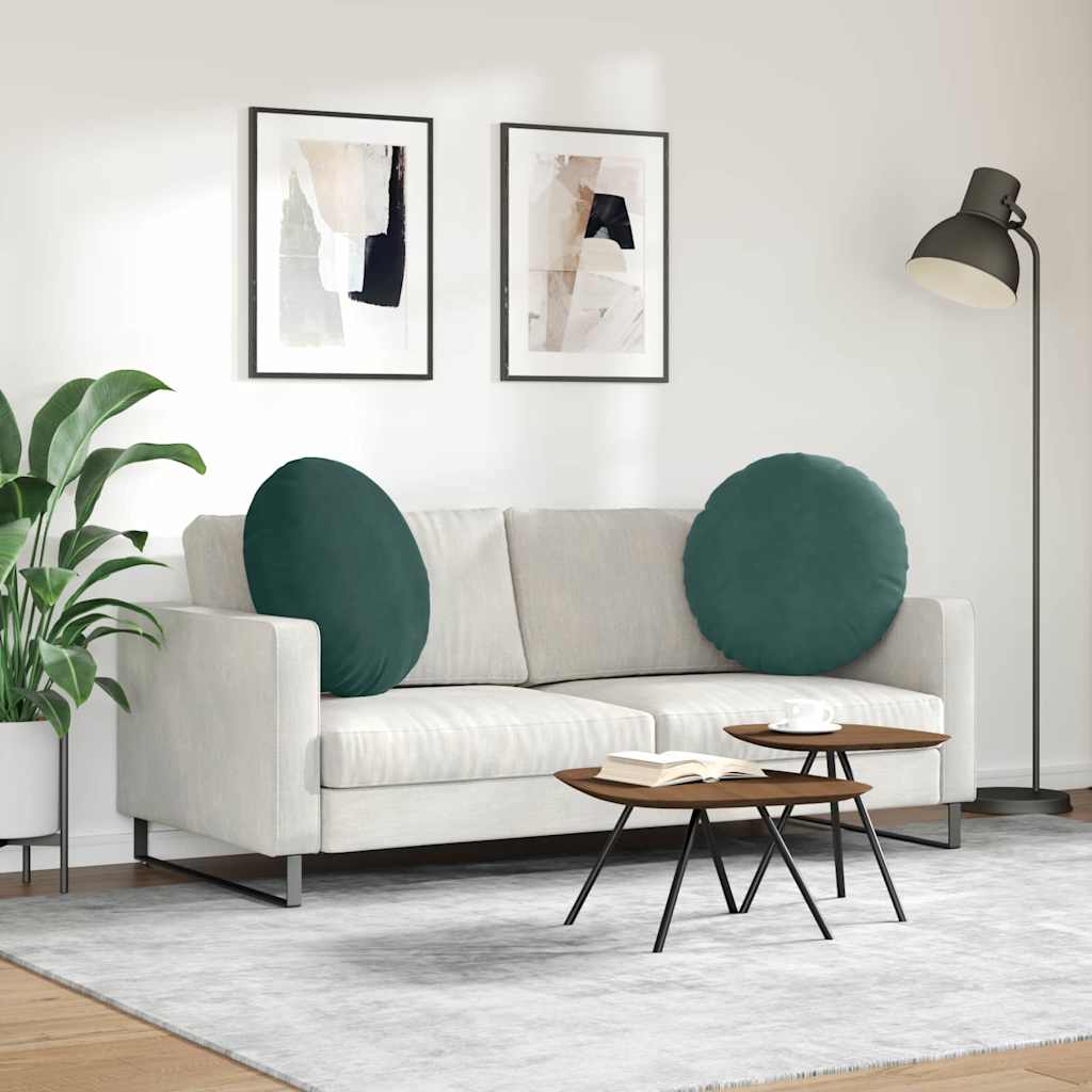 Jastučići za sjedenje 2 pcs Tamnozelena Ø60 x 21 cm Baršun