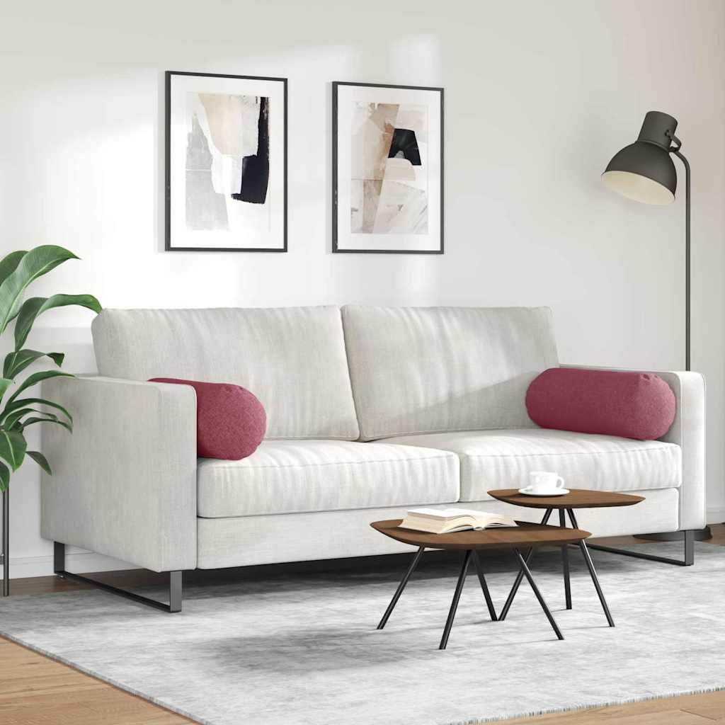 Valjkasti jastučići 2 pcs Vinska crvena Ø 25 x 70 cm tkanina